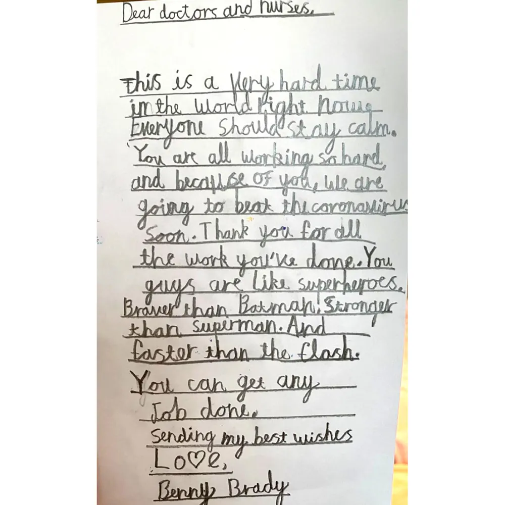 Tom Brady and Gisele Bundchen&rsquo;s Son Pens a Sweet Letter to Doctors and Nurses