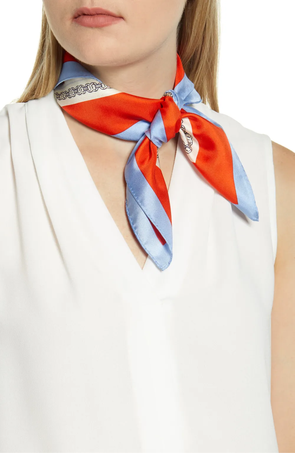 Tory Burch Gemini Link Rose Silk Neckerchief