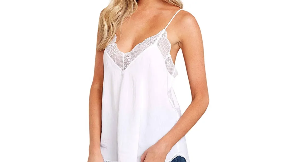 Arainlo Women Summer V Neck Ruffle Tank Top