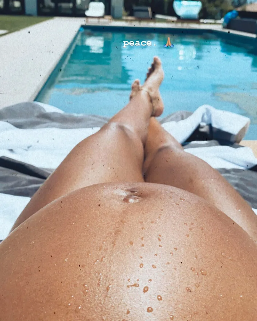 Eniko Parrish Baby Bump Poolside