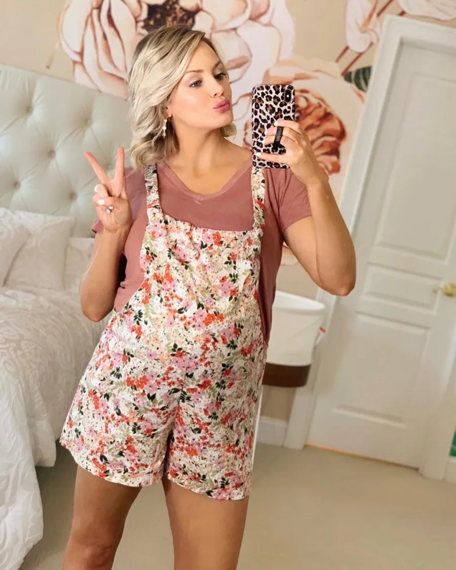 Jenna Cooper baby bump overalls