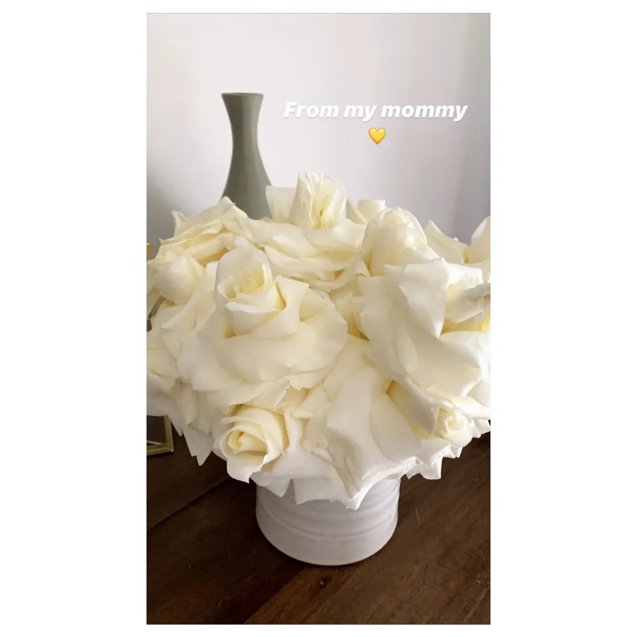 Lea Michele Cradles Baby Bump Mothers Day Flowers