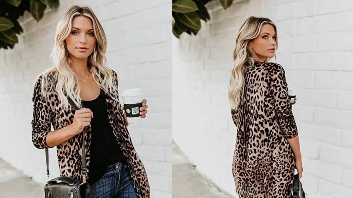 MYIFU Leopard Print Button Down Cardigan