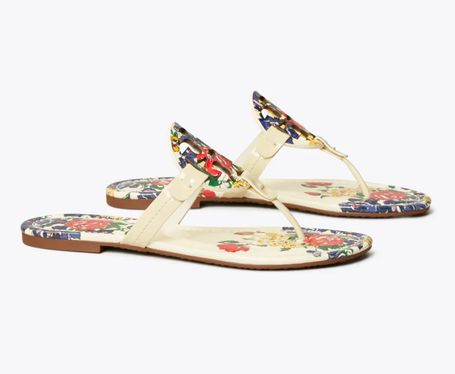 Miller Sandal Printed Patent Leather (Ivory Tea Rose)