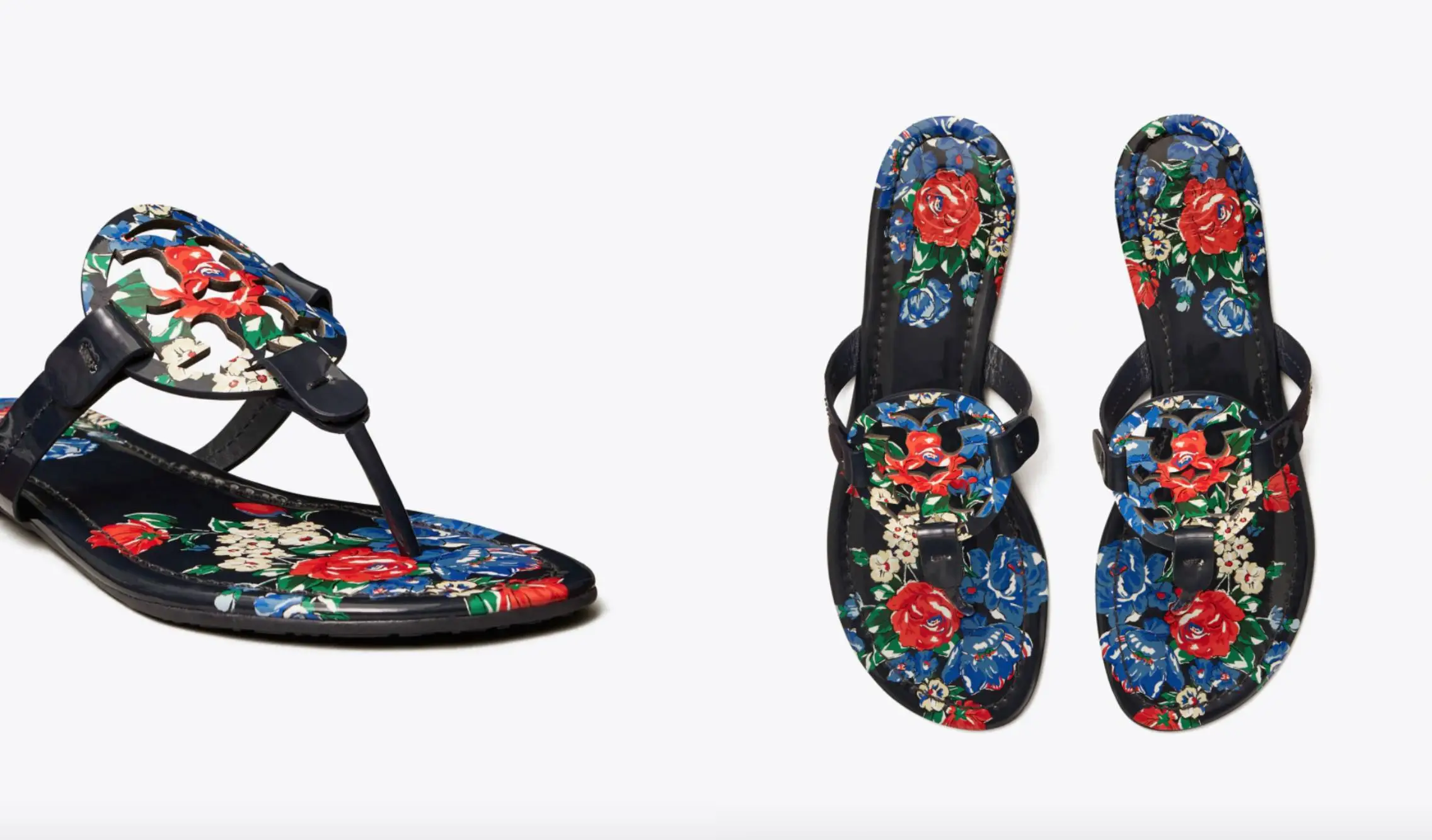 Miller Sandal Printed Patent Leather (Navy Tea Rose)