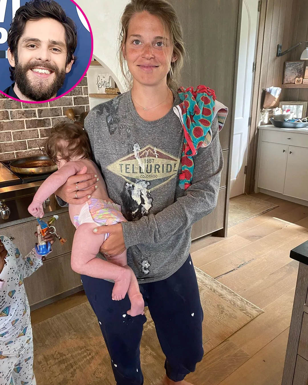 Thomas Rhett Calls Wife Lauren Akins His Hero After She Gets Barfed on By Newborn Daughter Lennon p