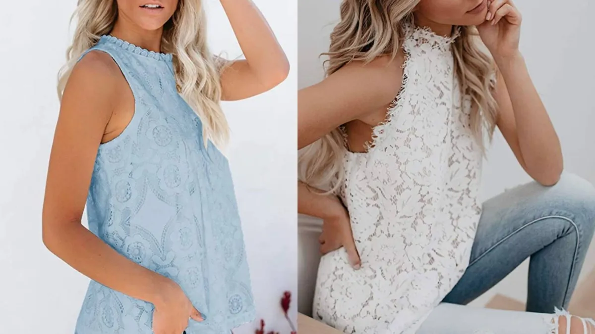 Valphsio Womens Lace Crochet Tank Top