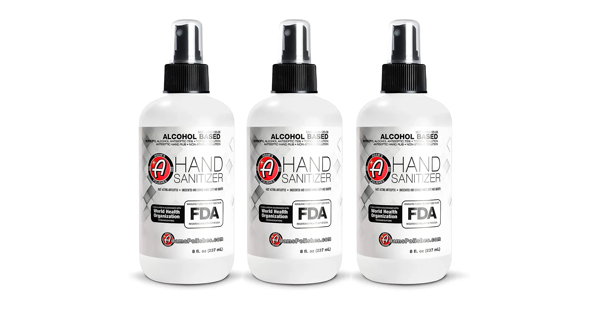 Adam’s Polishes Hand Sanitizer 8oz 3-Pack