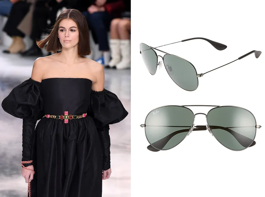 kaia-gerber-ray-ban-aviator-sunglasses
