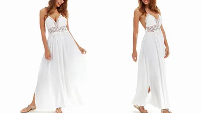 LILBETTER Beach Crochet Backless Bohemian Halter Maxidress