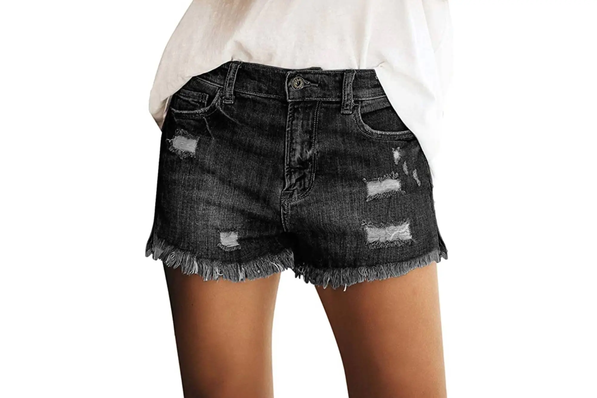 luvamia Women's Mid Rise Shorts (Black Ink)