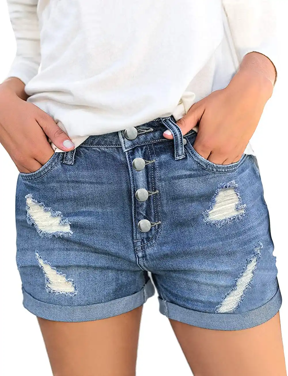 luvamia Ripped Denim Jean Shorts