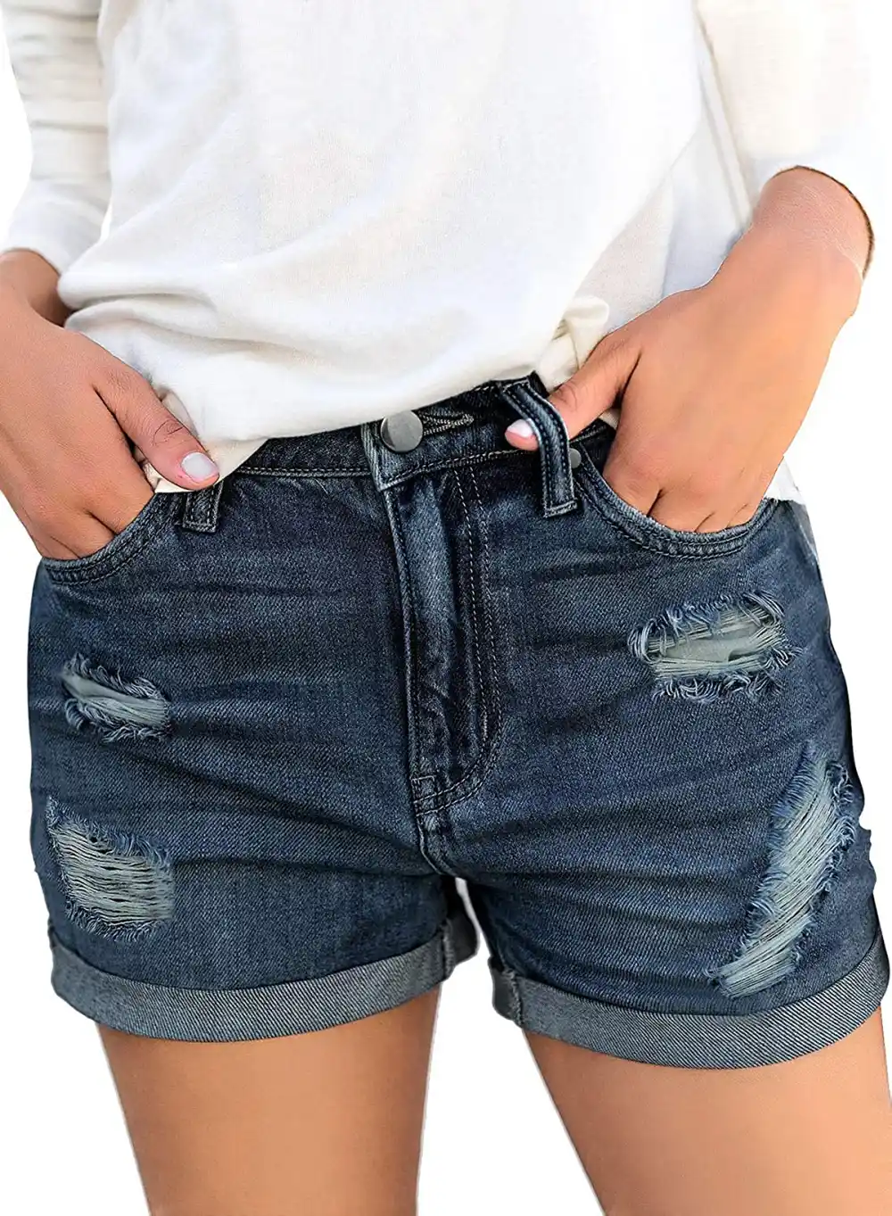luvamia Ripped Denim Jean Shorts