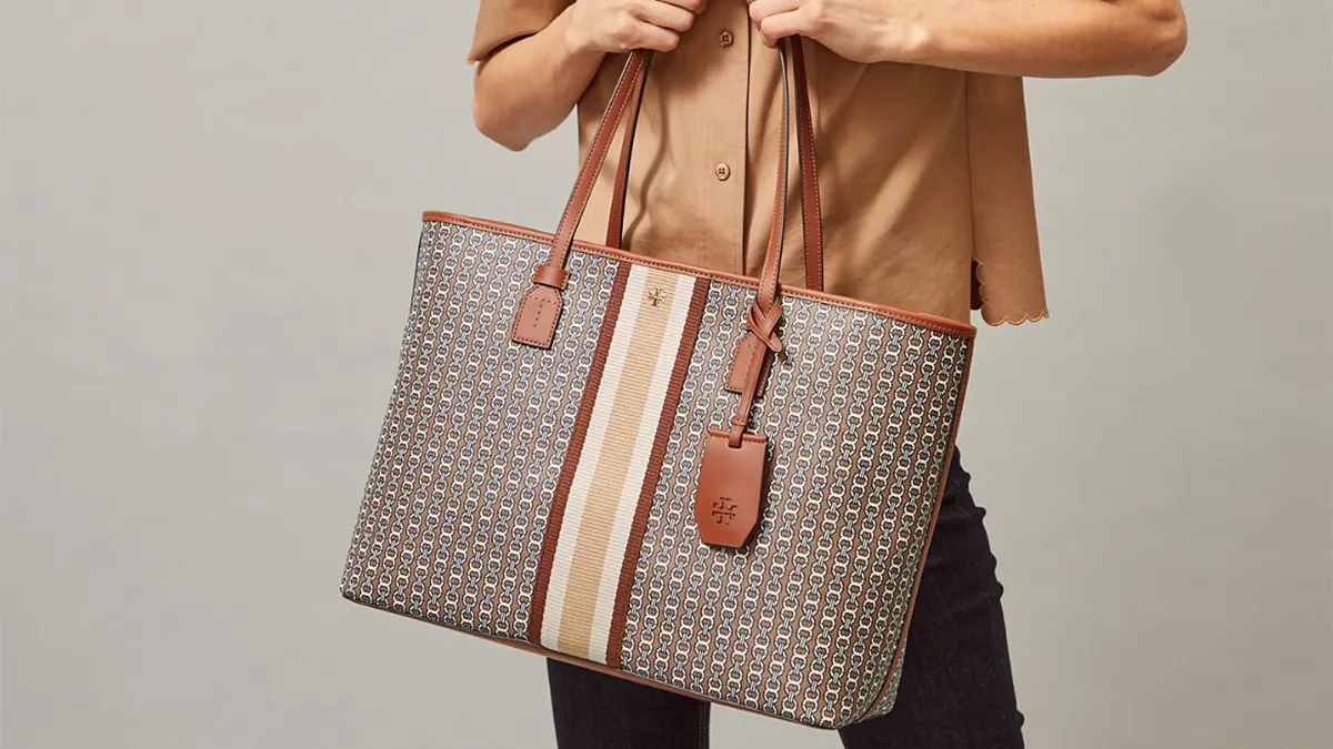 Tory Burch Gemini Link Canvas Top-Zip Tote