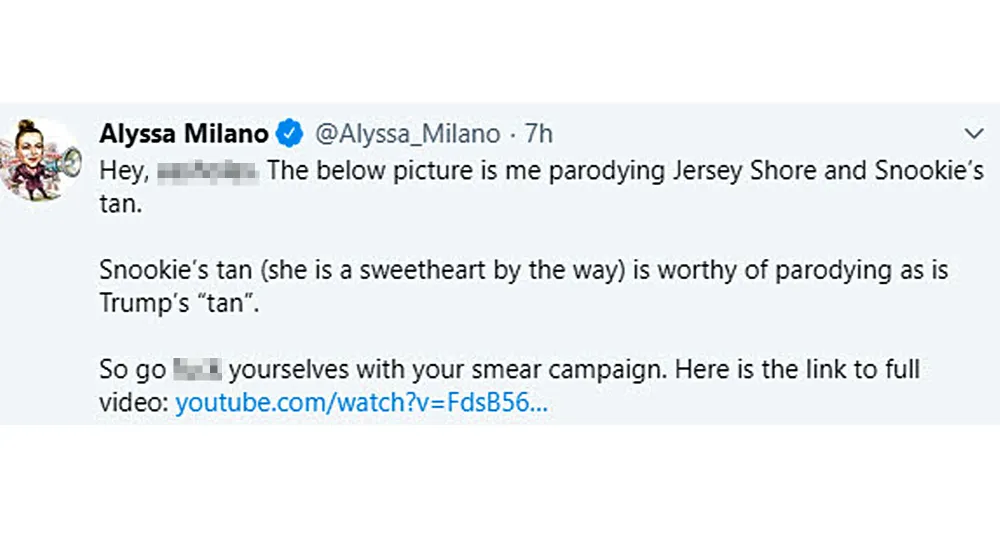 Alyssa Milano Slams Blackface Accusations Claims She Being Snooki
