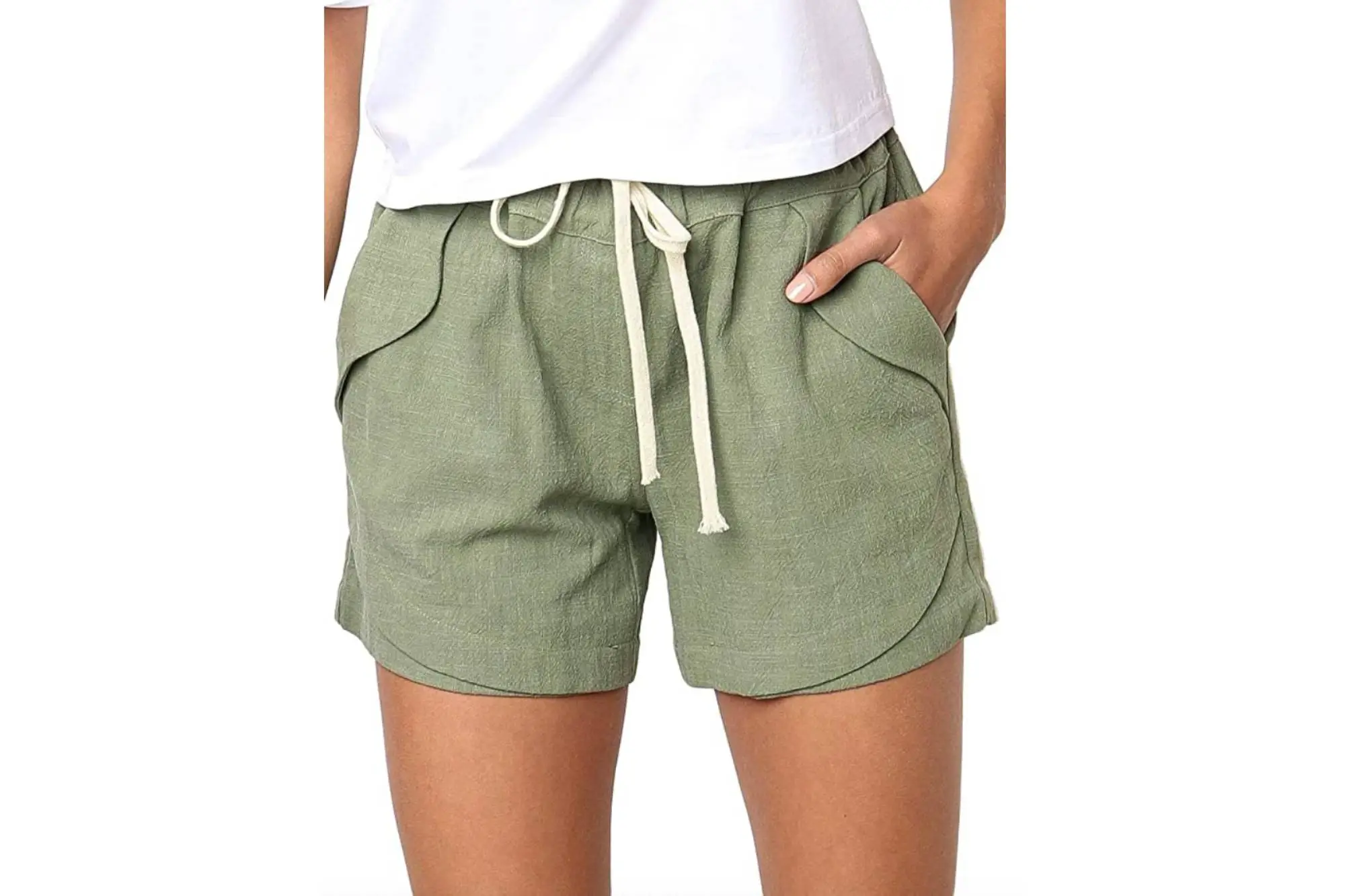 BLENCOT Women's Drawstring Elastic Waist Beach Shorts