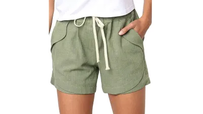 BLENCOT Women's Drawstring Elastic Waist Beach Shorts