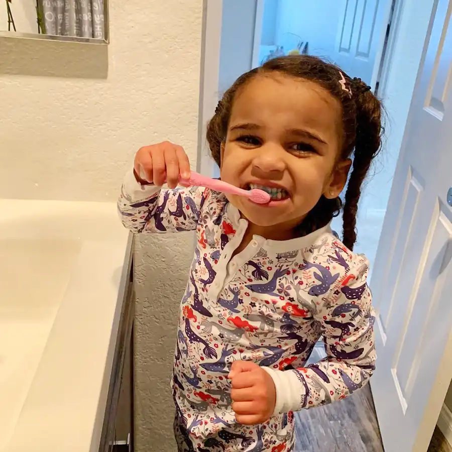 Dream Kardashian Brushing Her Teeth