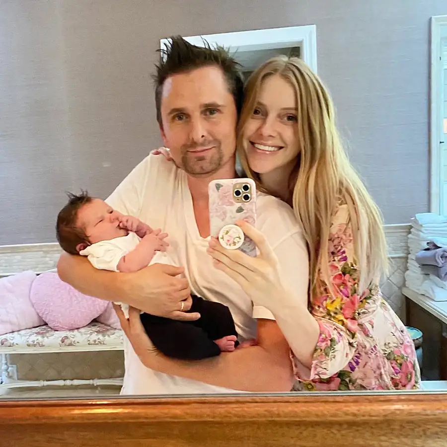 Matt Bellamy and Elle Evans with baby Lovella Dawn Bellamy