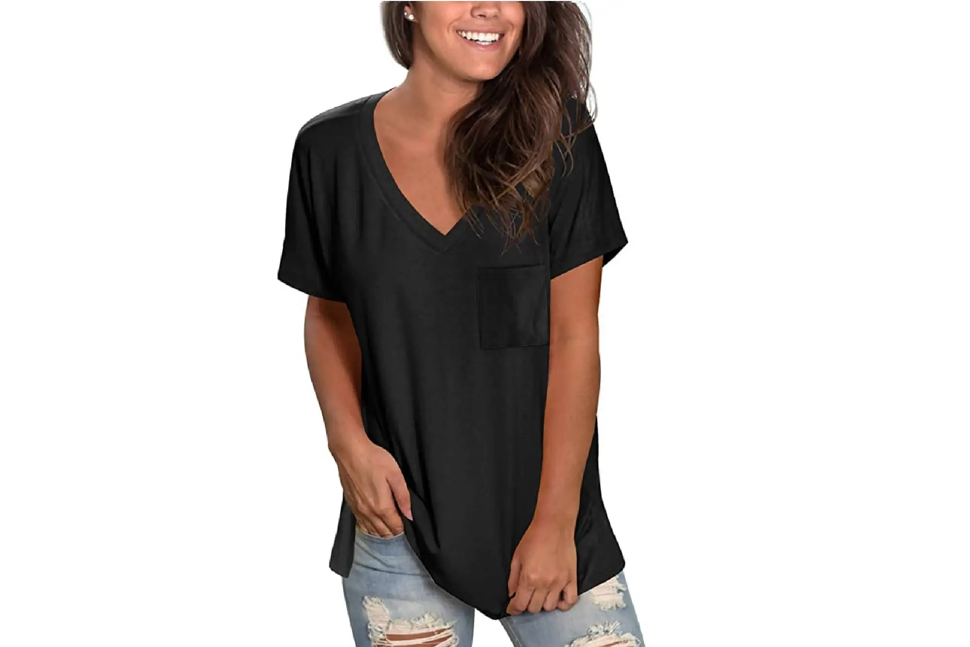 NSQTBA Women's Short Sleeve V Neck T Shirt