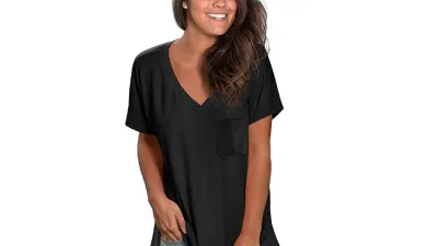 NSQTBA Women's Short Sleeve V Neck T Shirt