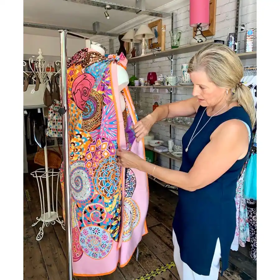 Sophie, Countess of Wessex, Looks Stylish Volunteering at a Charity Shop