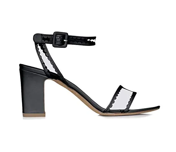 Tabitha Simmons 'Leticia Frill' Block Heel Sandal (Black Calf)