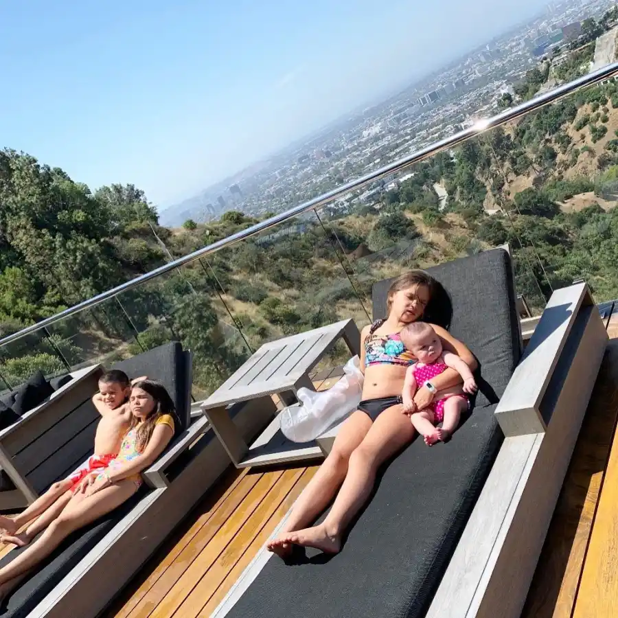 Teddi Mellencamp Instagram Isabella, Slate, Cruz and Dove Arroyave Pool