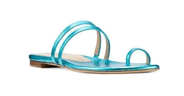 The Leonita Slide Sandal (Metallic Leather Caribe Bright Blue)