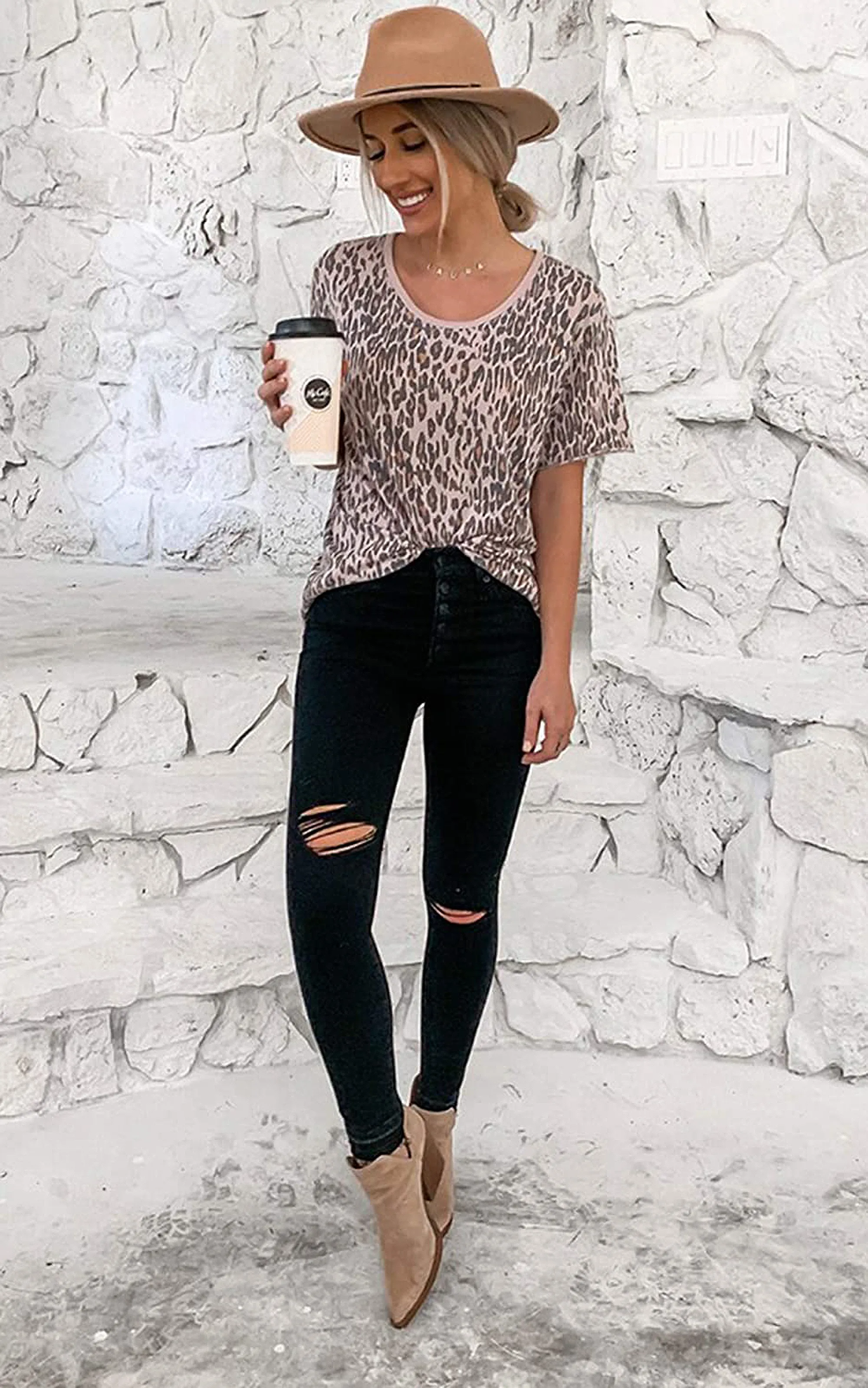 Angashion Leopard-Print Top