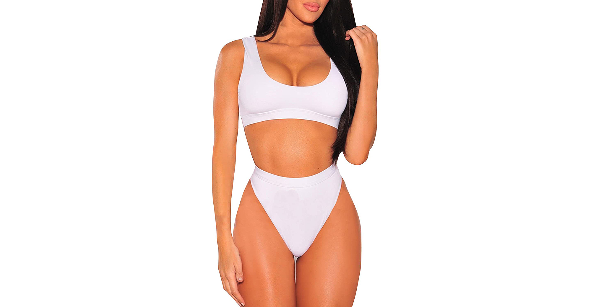 Selowin Tank Crop Top High-Waisted Cheeky Bikini Set
