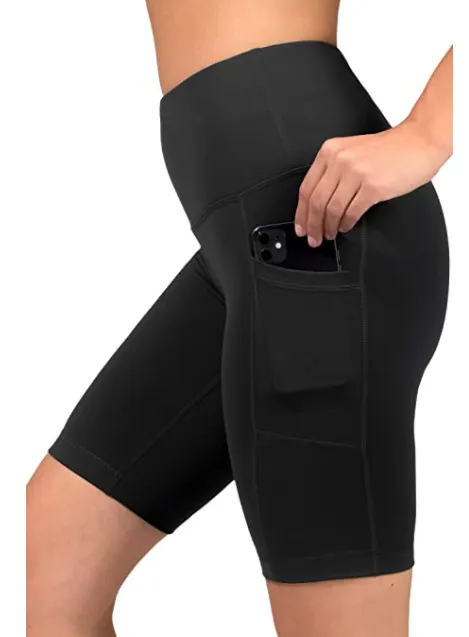 90 Degree By Reflex High Waist Power Flex Biker Shorts (Black)