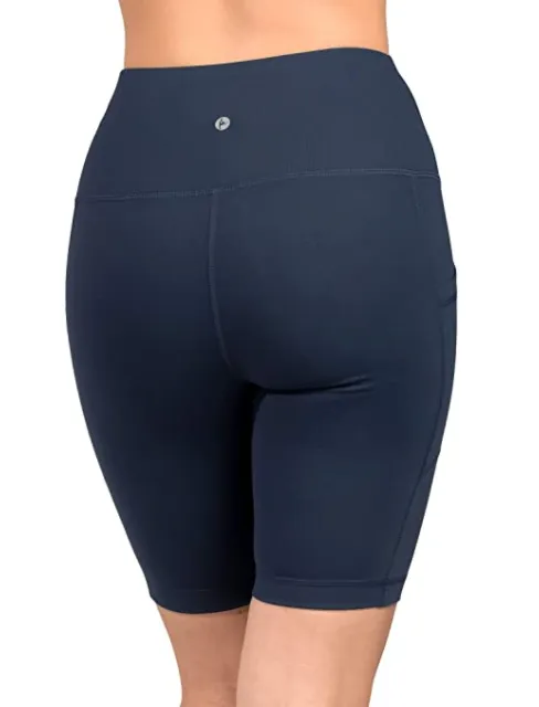 90 Degree By Reflex High Waist Power Flex Biker Shorts (Dark Navy)