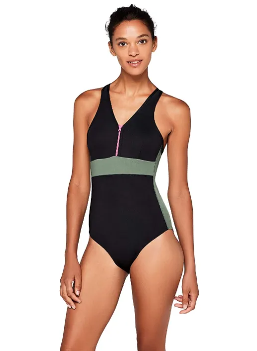 AURIQUE Women's Zip Front Swimming Costume