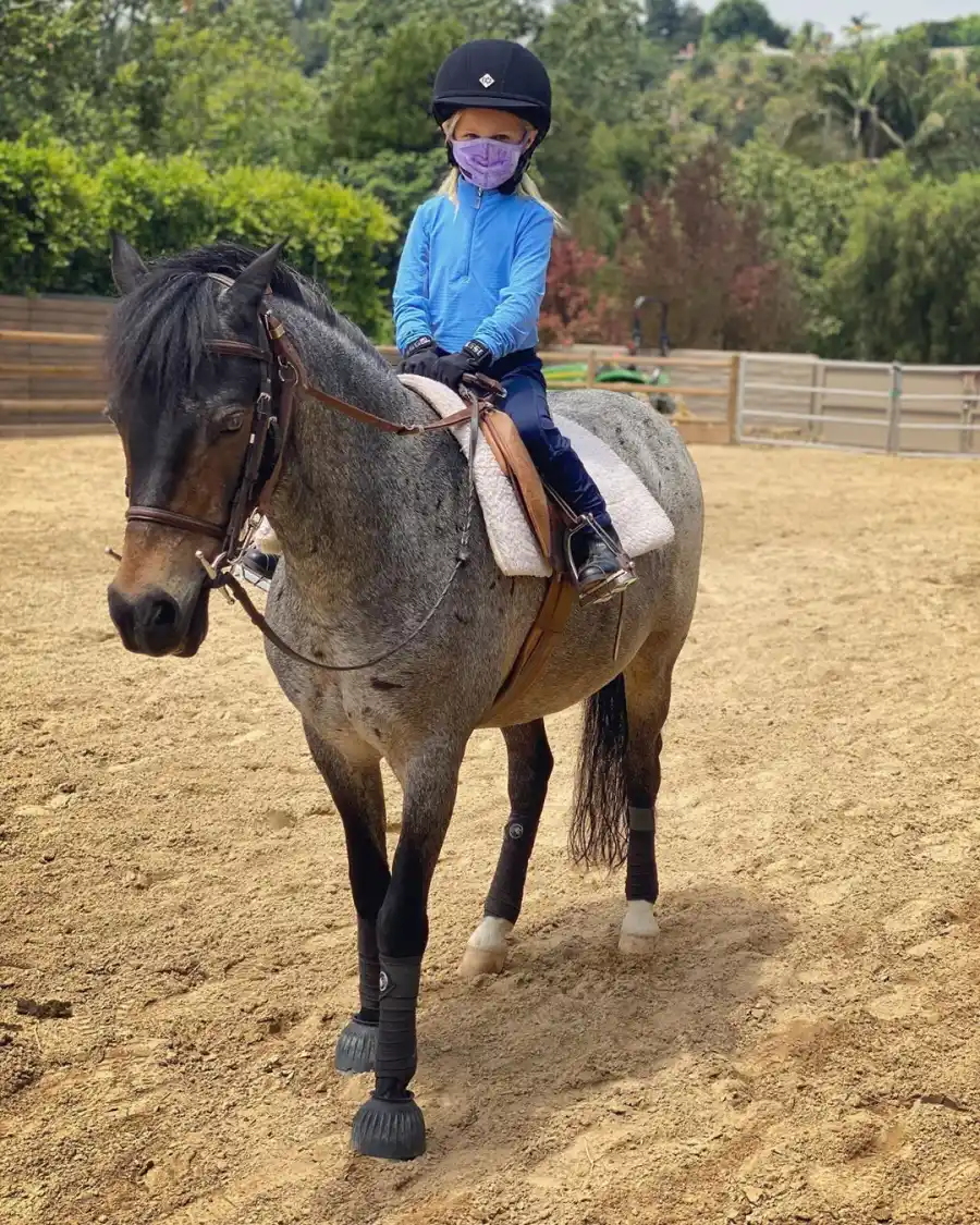 Brooklyn Horse Back Riding Kids in Masks Nick Lachey and Vanessa Lachey