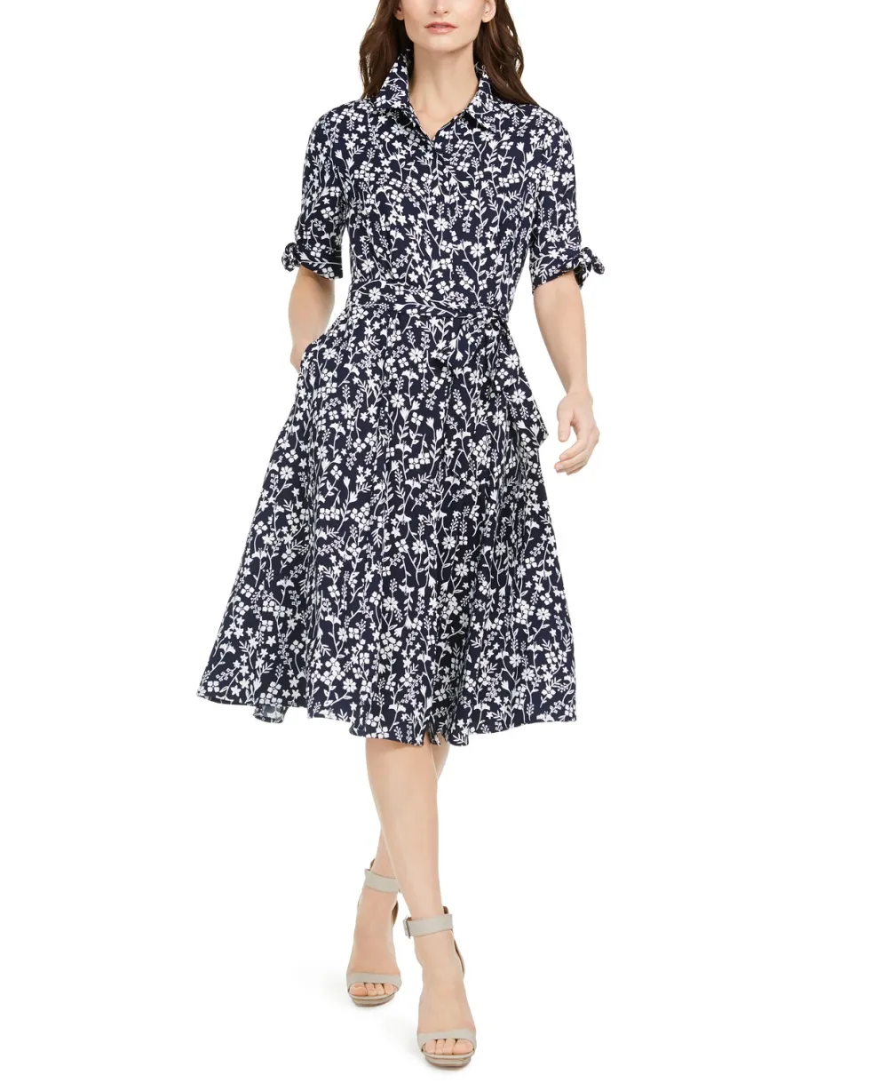 Calvin Klein Floral-Print Midi Shirtdress