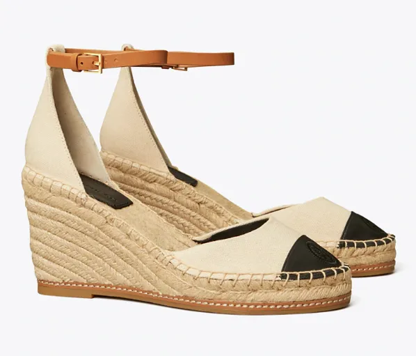 Color-Block Espadrille Wedge (Cream)