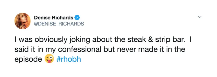 Denise Richards Twitter 01 Denise Richards Joking Strip Club RHOBH
