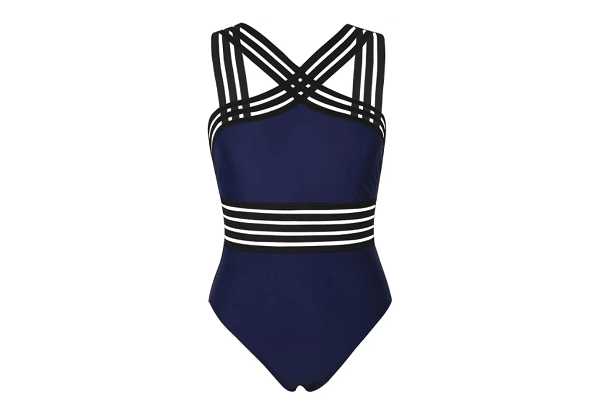 Hilor Women's One Piece Front Crossover Swimsuit