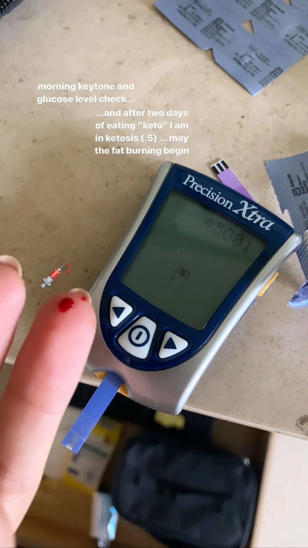 Kourtney Kardashian Shares Finger Prick Photo, Proving She's in Ketosis: 'May the Fat Burning Begin'