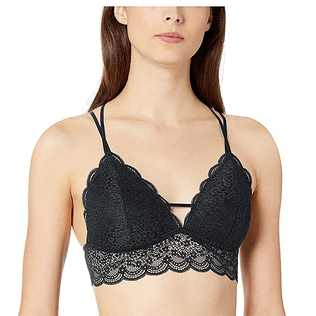 Mae Women's Multi Strappy Back Lace Bralette (Black)
