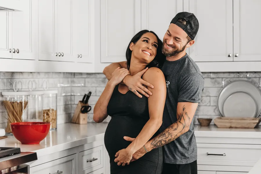 Nikki Bella Artem Mini Magazine baby bump kitchen