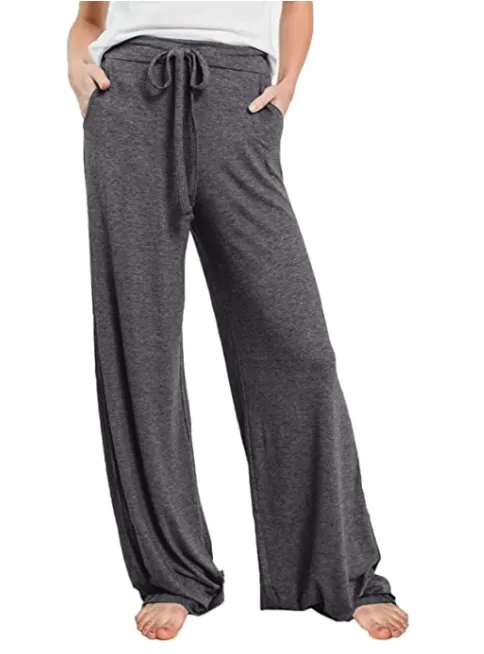 PRETTYGARDEN Women&rsquo;s Casual Drawstring Waist Stretchy Loose Lounge Pants (Dark Grey)