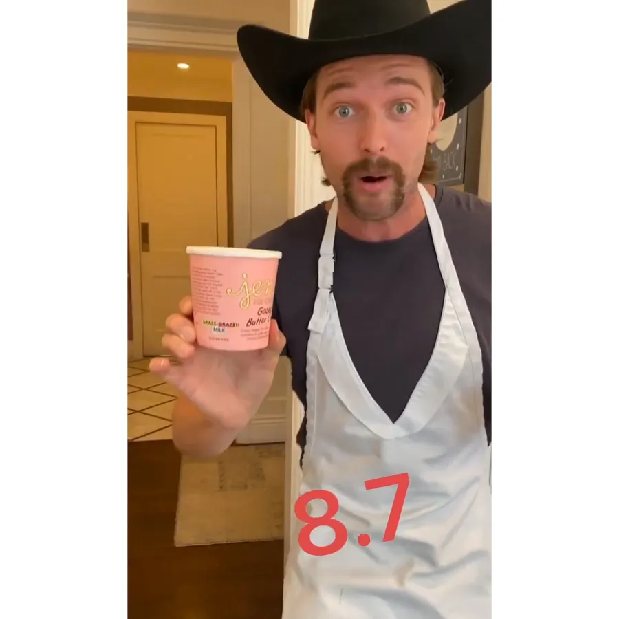 Patrick Schwarzenegger reviews Jeni's Splendid Ice Creams' Ooey Gooey Butter Cake Ice Cream