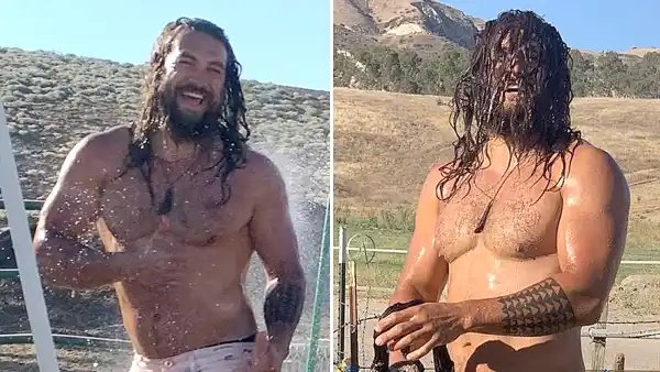 Shirtless Jason Momoa Gets Hosed Down After Muddy Dune Buggy Ride