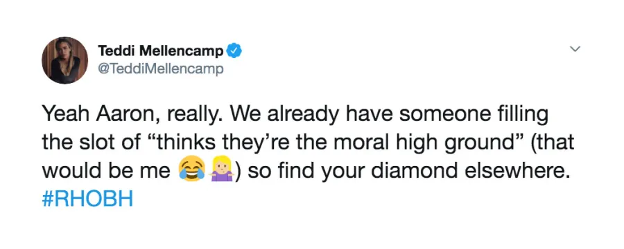 Teddi Mellencamp Twitter 04 Denise Richards Joking Strip Club RHOBH