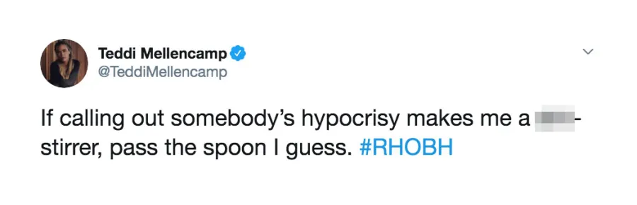 Teddi Mellencamp Twitter 05 Denise Richards Joking Strip Club RHOBH