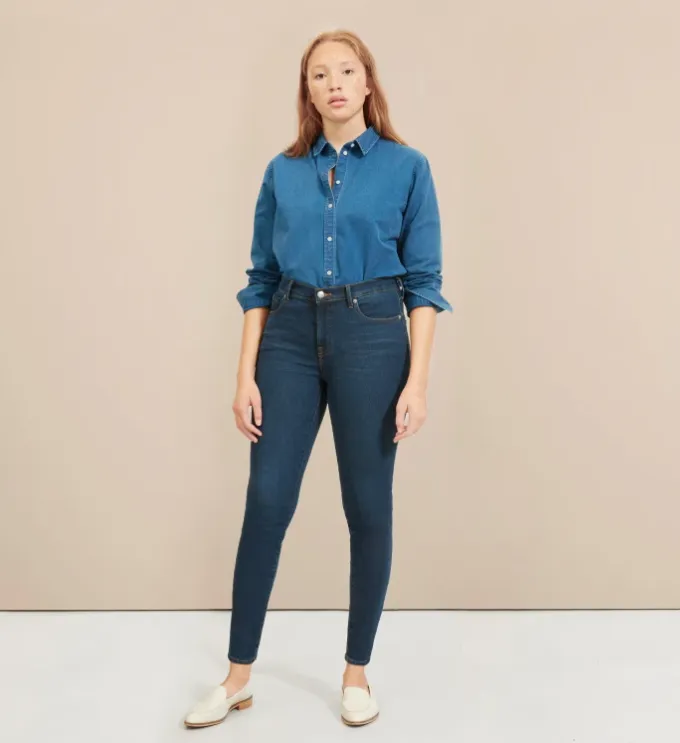 The Authentic Stretch Mid-Rise Skinny (Dark Blue Wash)