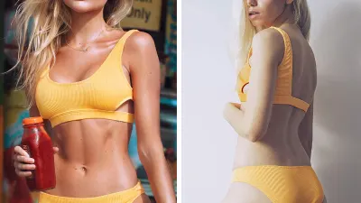 CUPSHE Velvet Solid Backless Bikini with Cutout