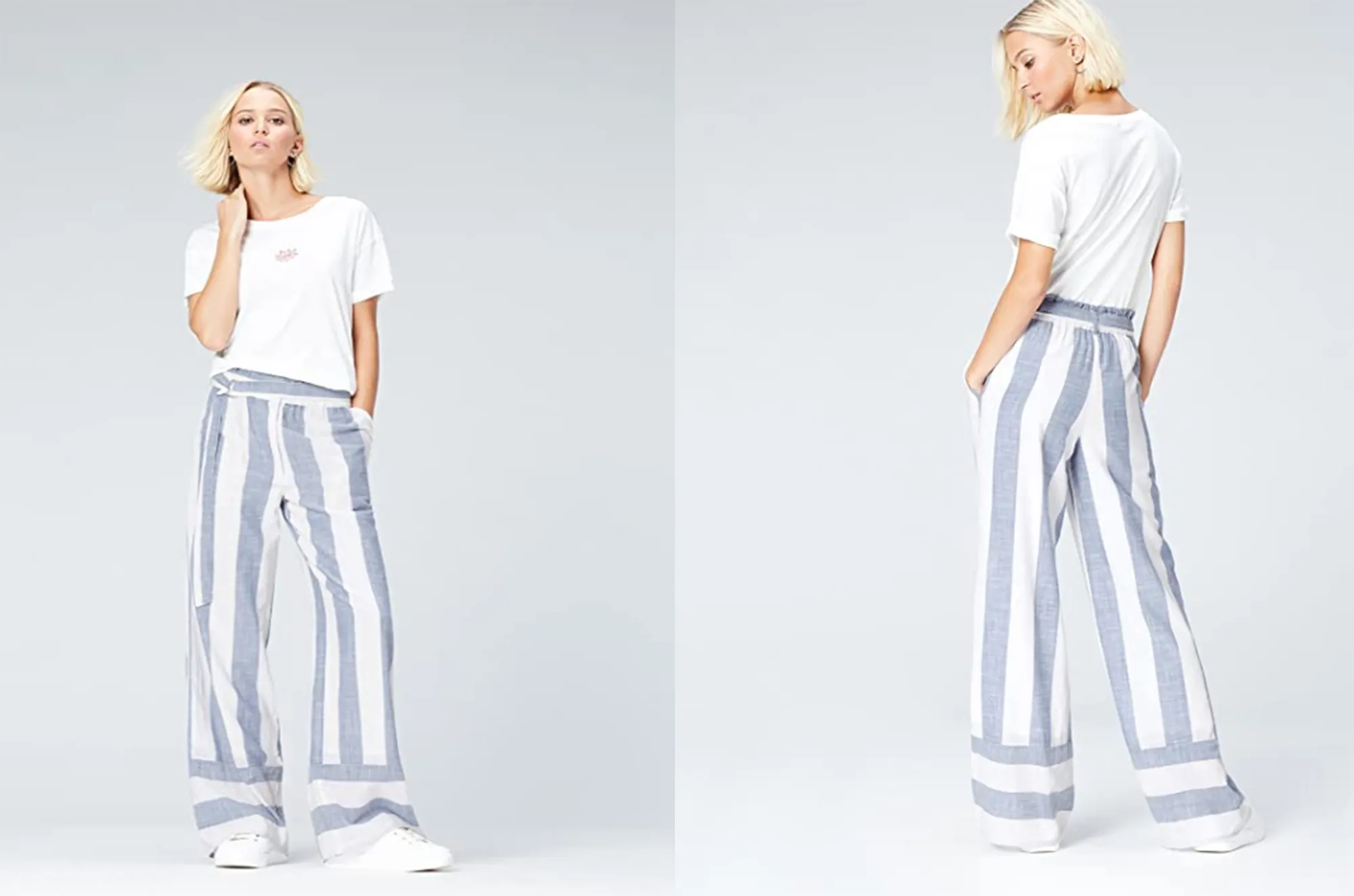 find. Women's High Waist Wide-Leg Wide Stripe Pants